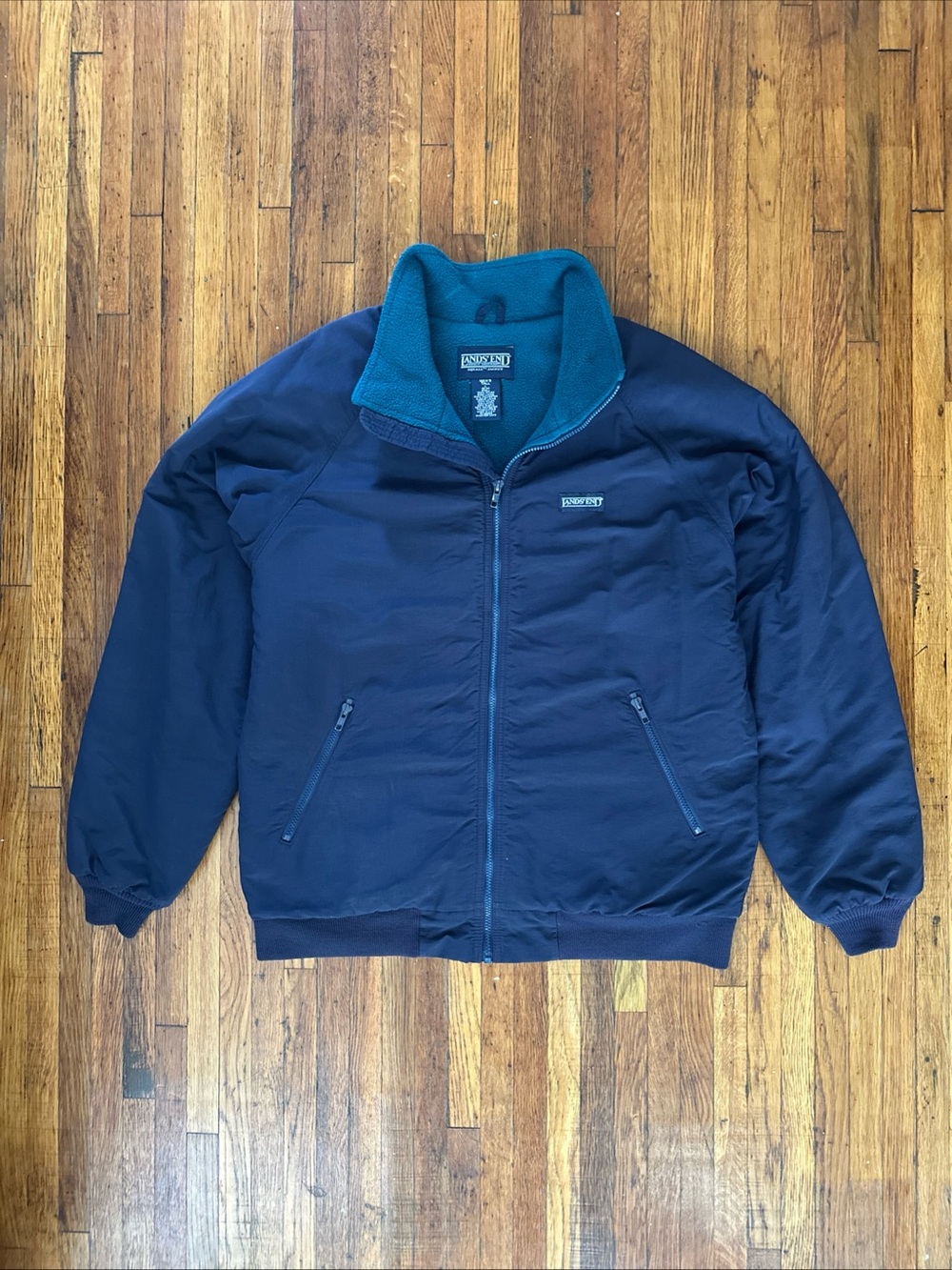 Vintage Lands' End Men's Squall Fleece Lined Navy Jacket Size LT (L Tall)